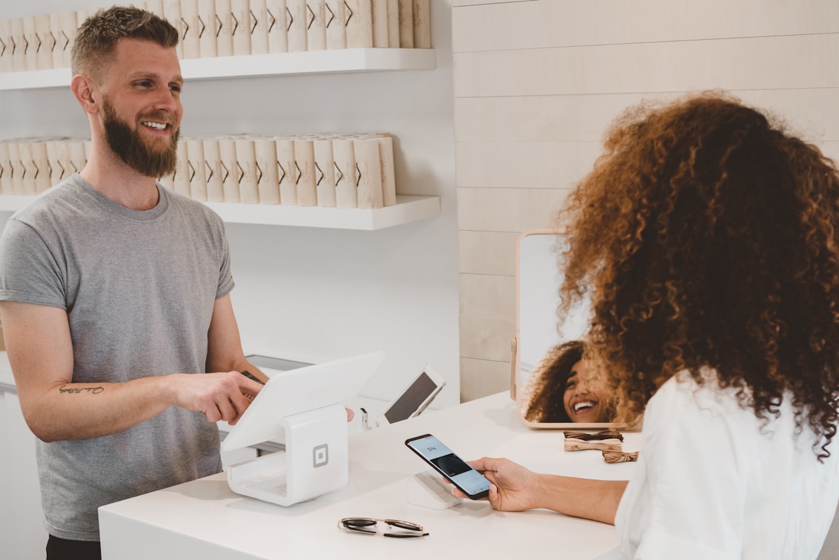 Person using smartphone payment